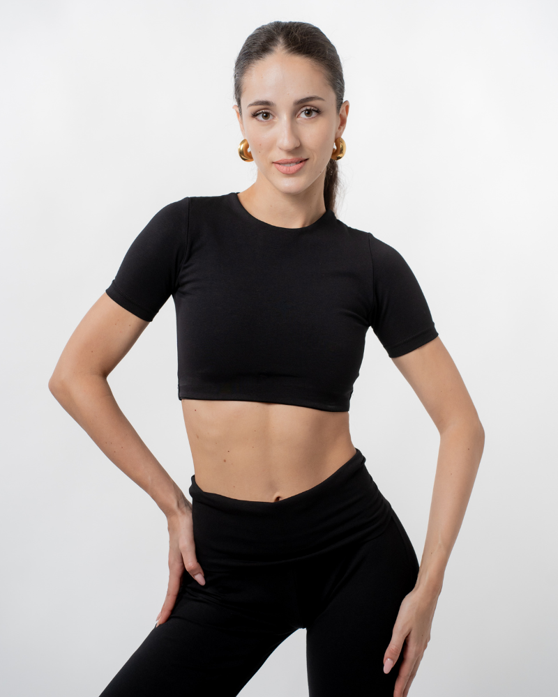 ZFW2509-BLK Aelia short-sleeve crop top - Image 1