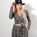 Jade checked wrap top