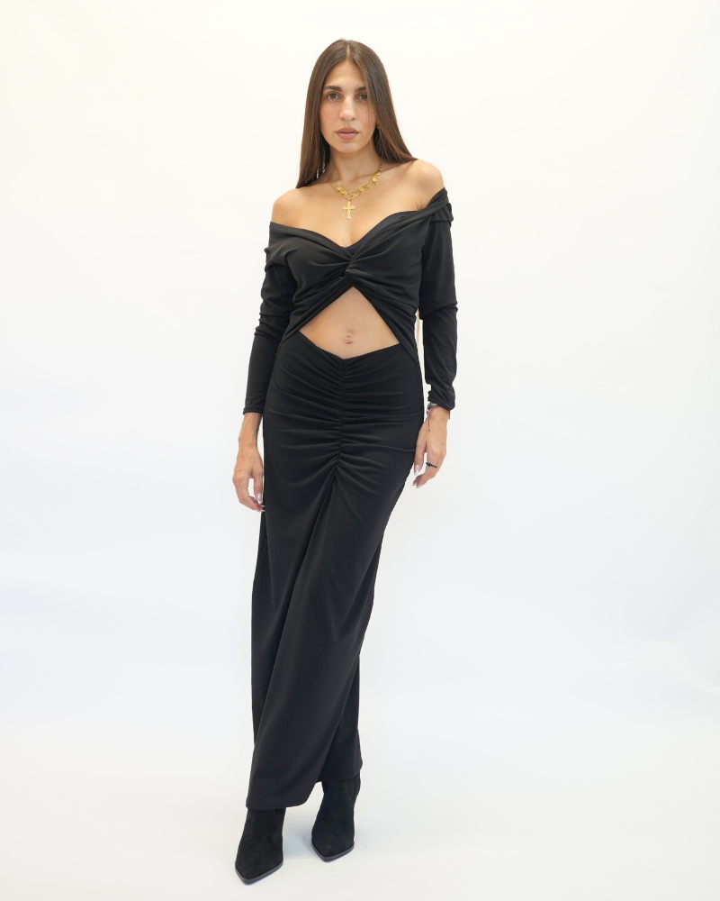 black maxi black tie dress Ophelia Tulle Maxi Dress with Tie Detail in Black UK20 / Black