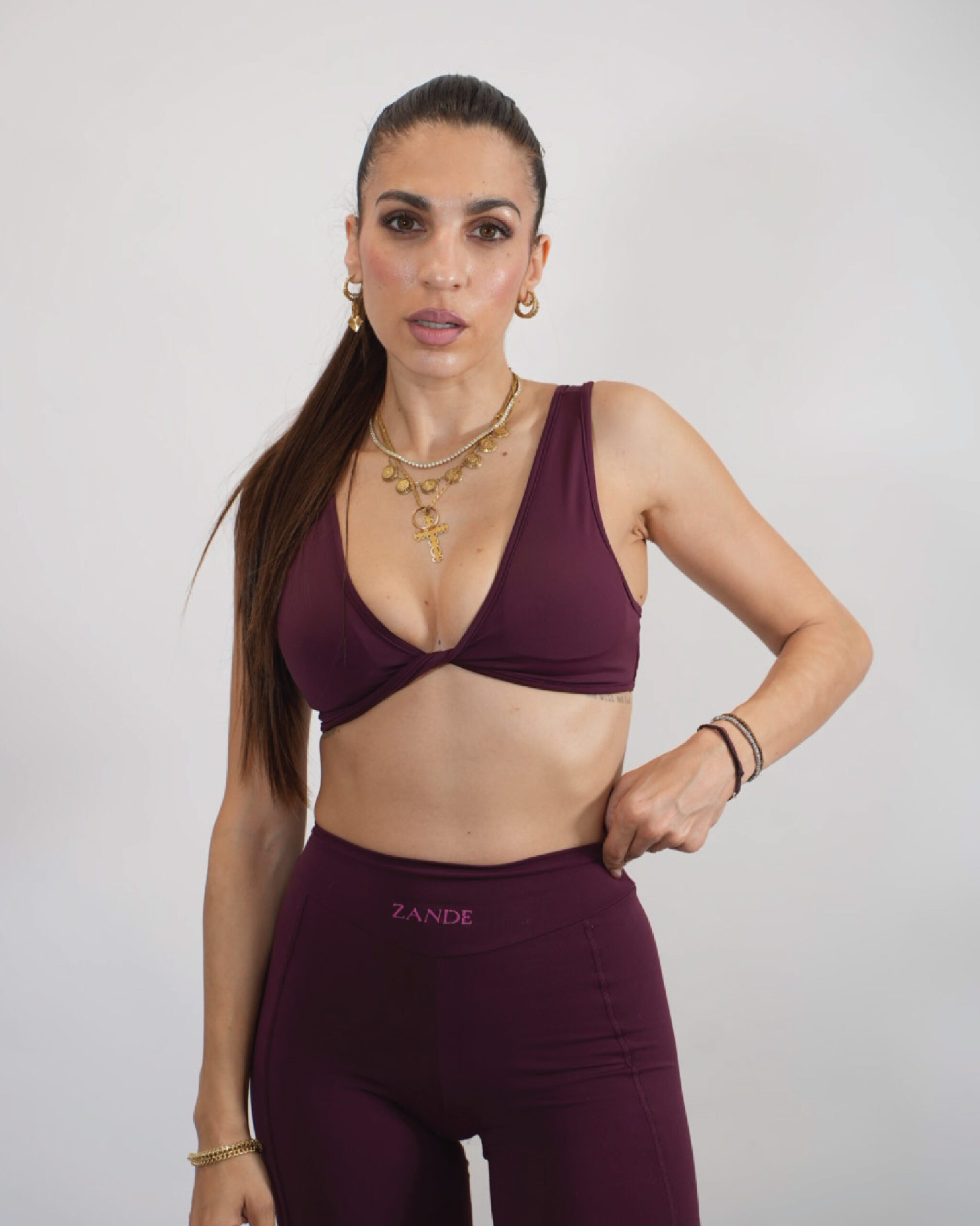 AN115-BURGUN-BURGUNDY Cherry knot padded bralette - Image 1