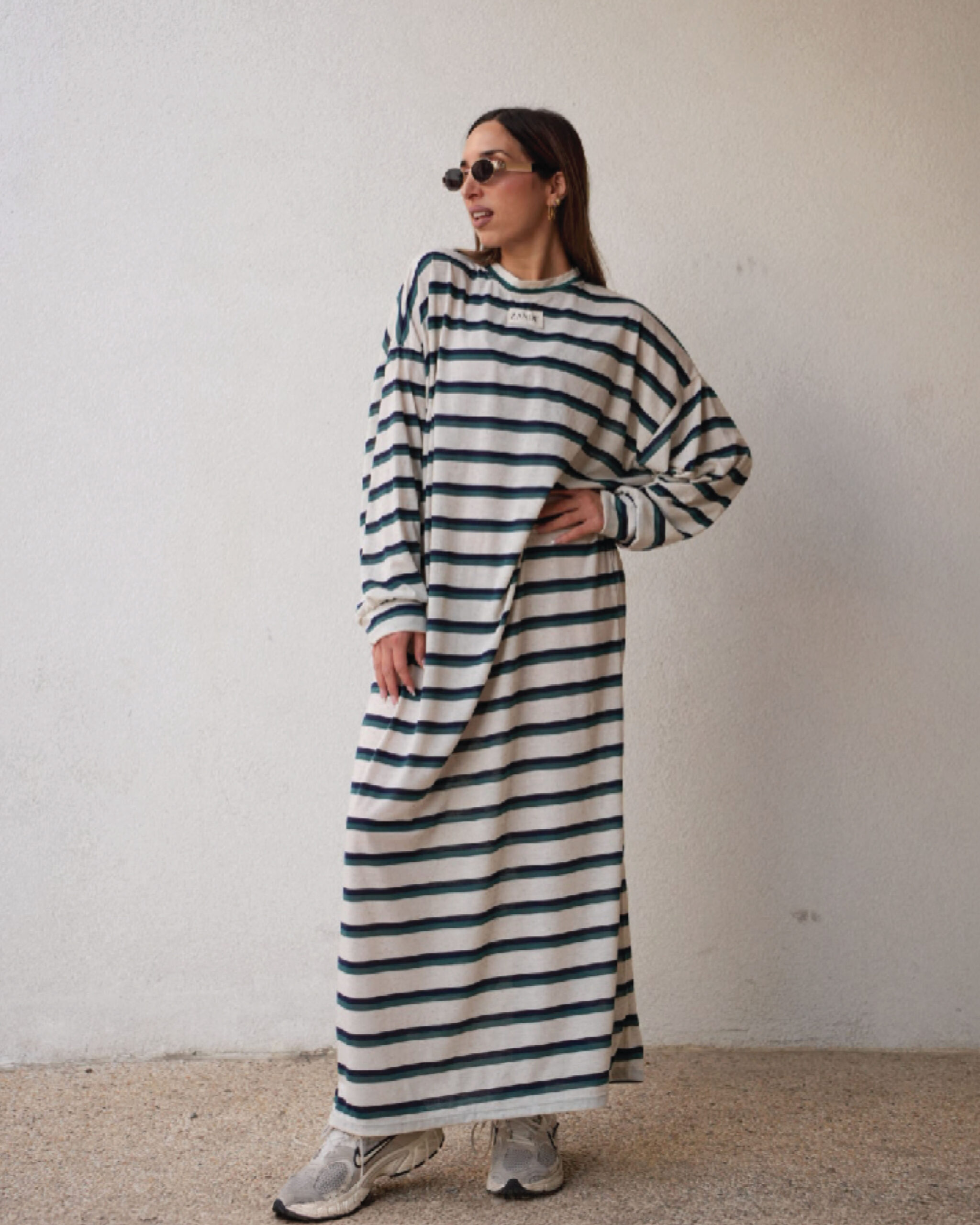 ZSS2665-GREEN Novak striped dress - Image 1