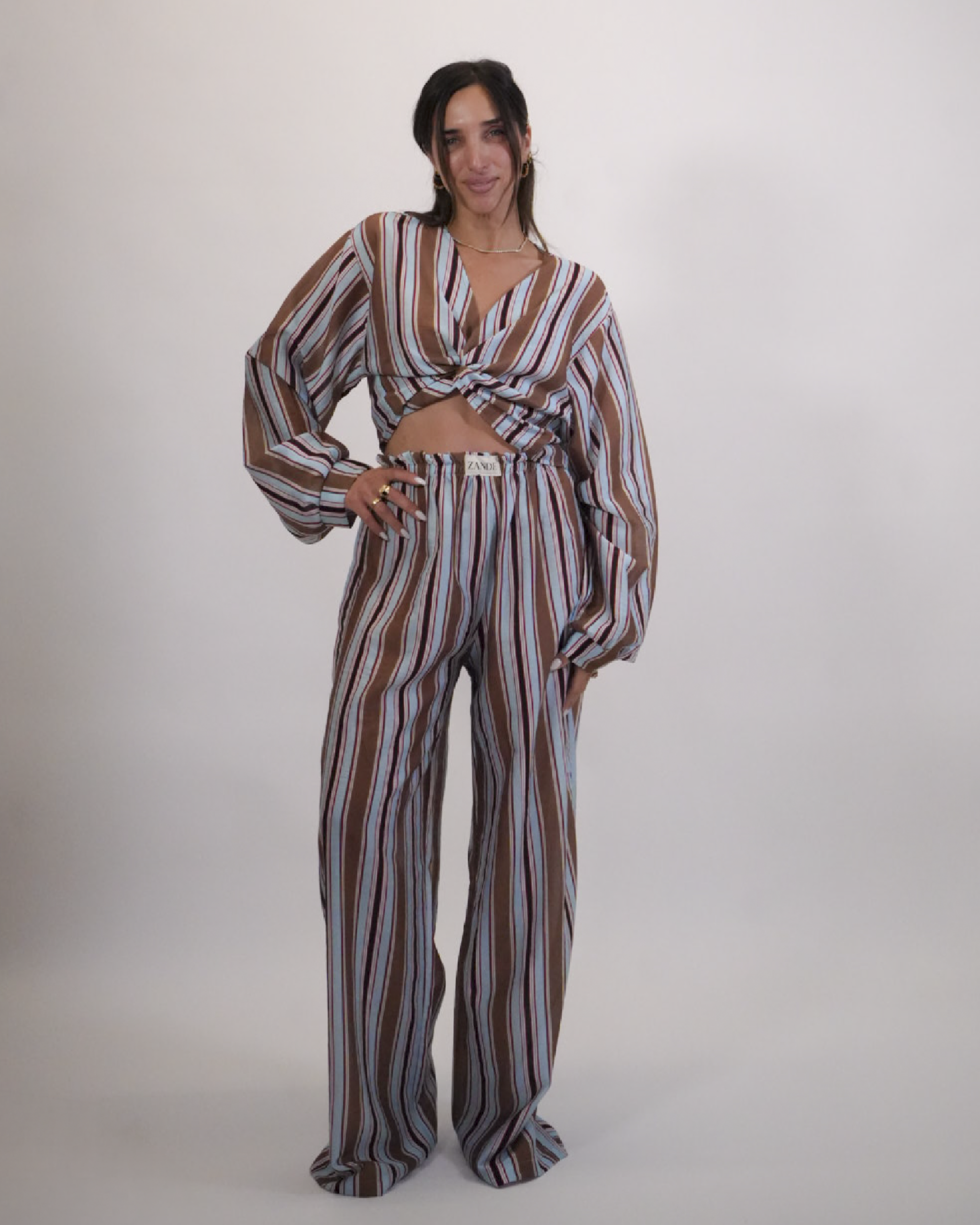 ZSS2673-BROWN Nelly long set - Image 1