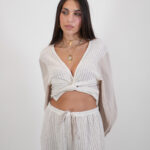 Ithaki wrap top linen sleeve