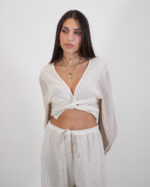 Ithaki wrap top linen sleeve