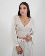 Ithaki wrap top linen sleeve - Image 2